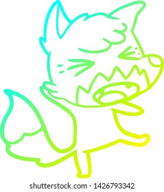 cold gradient line drawing of a angry cartoon fox