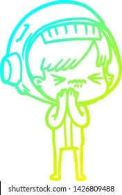 cold gradient line drawing of a angry cartoon space girl