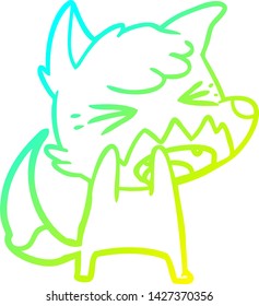 cold gradient line drawing of a angry cartoon fox