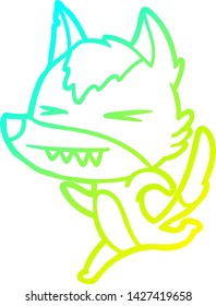 cold gradient line drawing of a angry wolf running