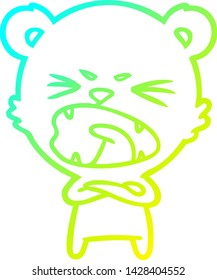 cold gradient line drawing of a angry cartoon polar bear