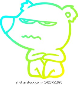 cold gradient line drawing of a angry bear cartoon