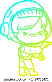 cold gradient line drawing of a angry cartoon space girl