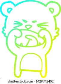 cold gradient line drawing of a angry cartoon bear