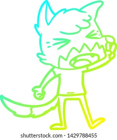 cold gradient line drawing of a angry cartoon fox