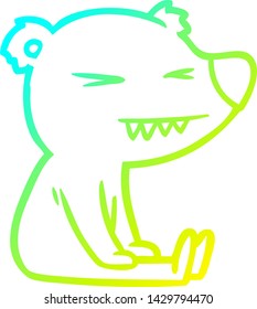 cold gradient line drawing of a angry polar bear cartoon