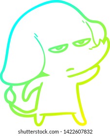 cold gradient line drawing of a annoyed cartoon elephant