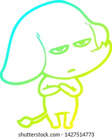 cold gradient line drawing of a annoyed cartoon elephant