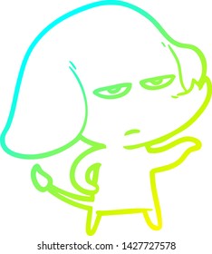 cold gradient line drawing of a annoyed cartoon elephant