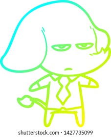 cold gradient line drawing of a annoyed cartoon elephant