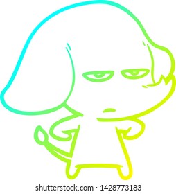 cold gradient line drawing of a annoyed cartoon elephant