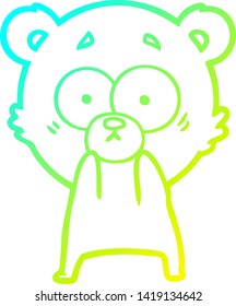 dibujo de línea de gradiente frío de una caricatura de oso ansioso