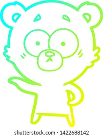 dibujo de línea de gradiente frío de una caricatura de oso ansioso