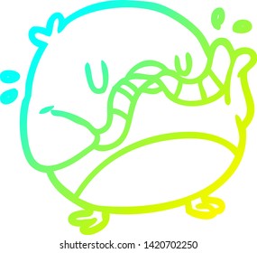 dibujo de línea de degradado frío de un gusano que come pájaros