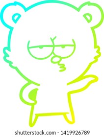 cold gradient line drawing of a bored polar bear cartoon