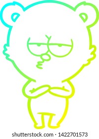 cold gradient line drawing of a bored bear cartoon