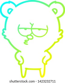 cold gradient line drawing of a bored bear cartoon