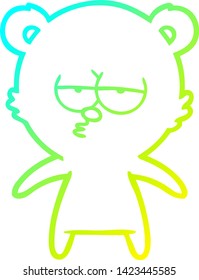 cold gradient line drawing of a bored bear cartoon