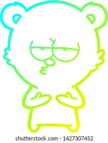 dibujo de línea de gradiente frío de una caricatura de oso aburrido