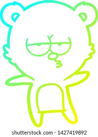 cold gradient line drawing of a bored bear cartoon