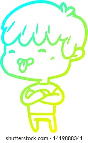 cold gradient line drawing of a boy sticking out tongue