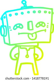kalte Farbverlauf-Linienzeichnung eines Cartoon-Roboters