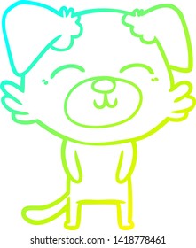 dibujo de línea de degradado frío de un perro de dibujos animados