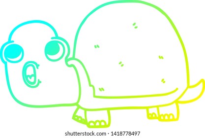 cold gradient line drawing of a cartoon shocked turtle