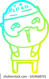 dibujo de línea de gradiente frío de un hombre barbudo feliz