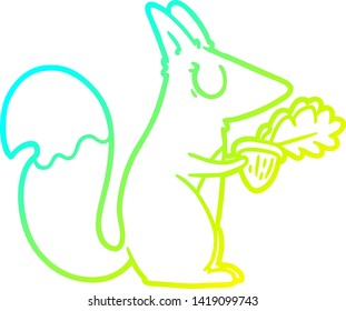 cold gradient line drawing of a cartoon squirrel