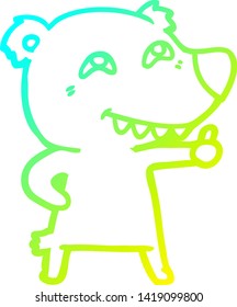cold gradient line drawing of a cartoon polar bear giving thumbs up sign
