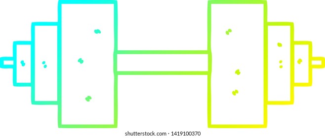 cold gradient line drawing of a cartoon dumbbell