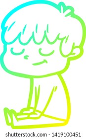 dibujo de línea de gradiente frío de un niño feliz de caricatura