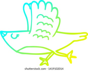 cold gradient line drawing of a cartoon bird
