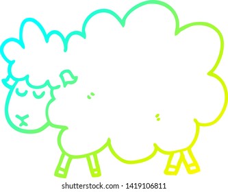desenho de linha de gradiente frio de uma ovelha de desenho animado