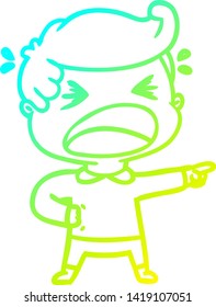 dibujo de línea de degradado frío de una caricatura gritando el dedo