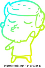 cold gradient line drawing of a cartoon model guy pouting