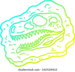 dibujo de línea de gradiente frío de una caricatura antigua fósil