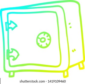 cold gradient line drawing of a cartoon old safe