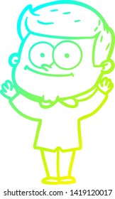 dibujo de una línea de degradado frío de un hombre feliz de caricatura