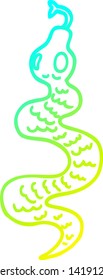 cold gradient line drawing of a cartoon green snake