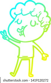 cold gradient line drawing of a cartoon man singing