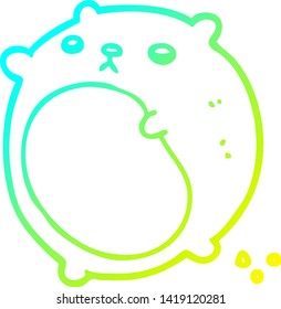 dibujo de línea de degradado frío de un oso de dibujos animados