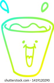 dibujo de línea de gradiente frío de una caricatura bebidas felices
