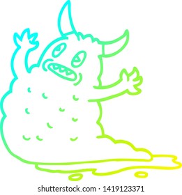 dibujo de línea de gradiente frío de un demonio de dibujos animados