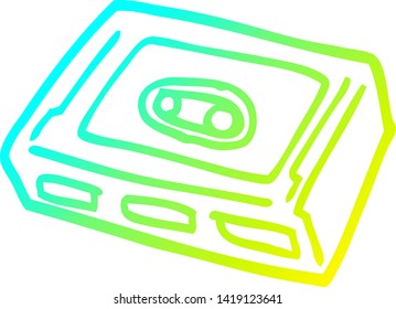 cold gradient line drawing of a cartoon retro tape cassette