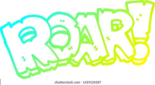 cold gradient line drawing of a cartoon roar sign