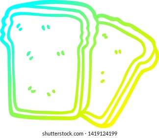 desenho de linha de gradiente frio de uma tira de desenho animado de pão