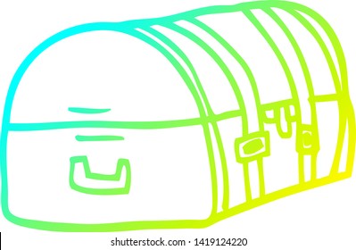 cold gradient line drawing of a cartoon travel chest