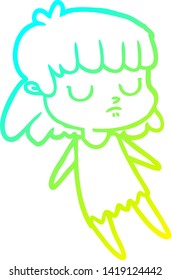 cold gradient line drawing of a cartoon indifferent woman